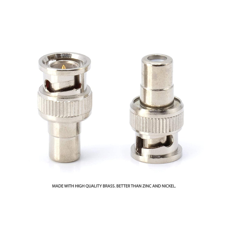 RCA and BNC Coaxial Adapter - BNC Male to RCA Female Connector, Adapter, Coupler, and Converter - For RG11, RG6, RG59, RG58, SDI, HD SDI, CCTV - 25 Pack