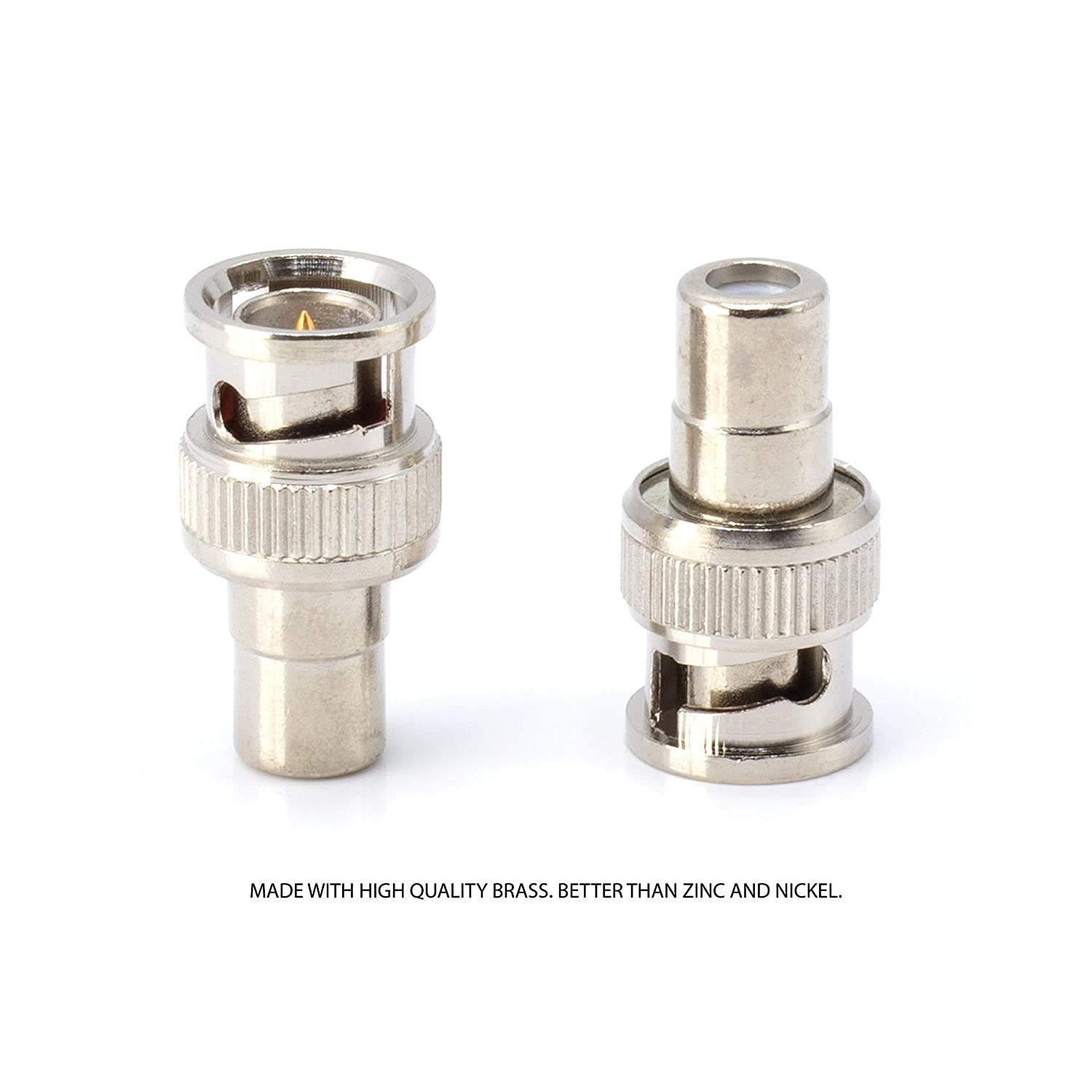 RCA and BNC Coaxial Adapter - BNC Male to RCA Female Connector, Adapter, Coupler, and Converter - For RG11, RG6, RG59, RG58, SDI, HD SDI, CCTV - 10 Pack