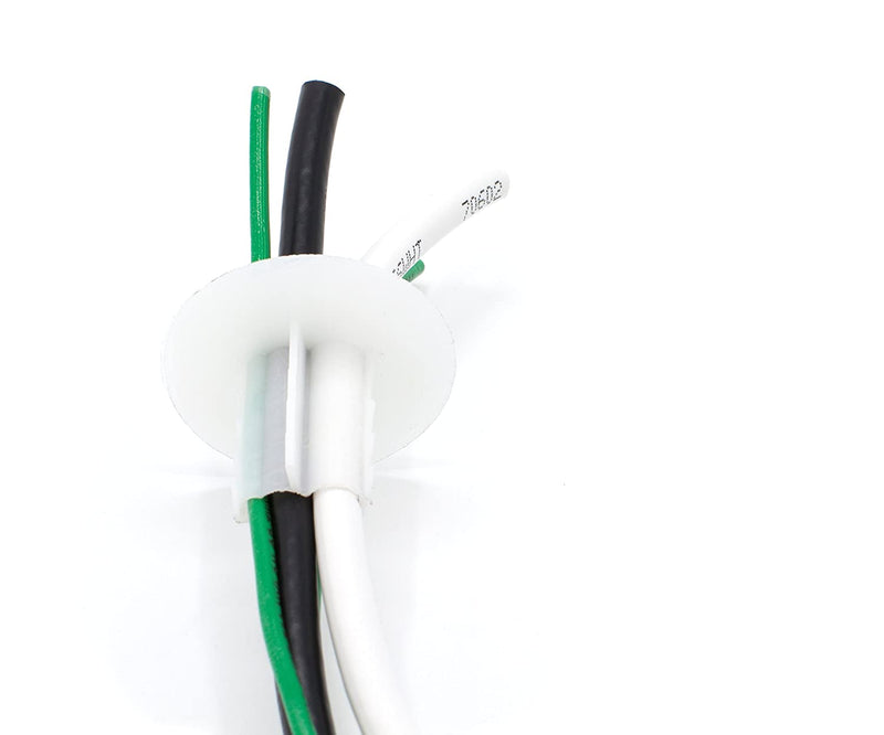 Dual Feed Thru Bushing - (White) RG6 Feed Through Bushing (Grommet) Replaces Wallplates (Wall Plates) For Coax Coaxial Cable, Network Cable, CCTV - Indoor/ Outdoor Rated - 10 Pack