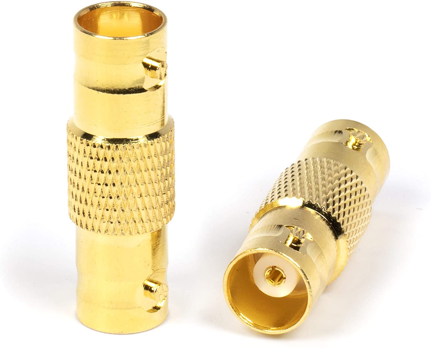 Gold BNC Connectors, Female to Female Coupler - 50 Pack - (Barrel Connector) Adapter for Security Camera CCTV, SDI, HD-SDI