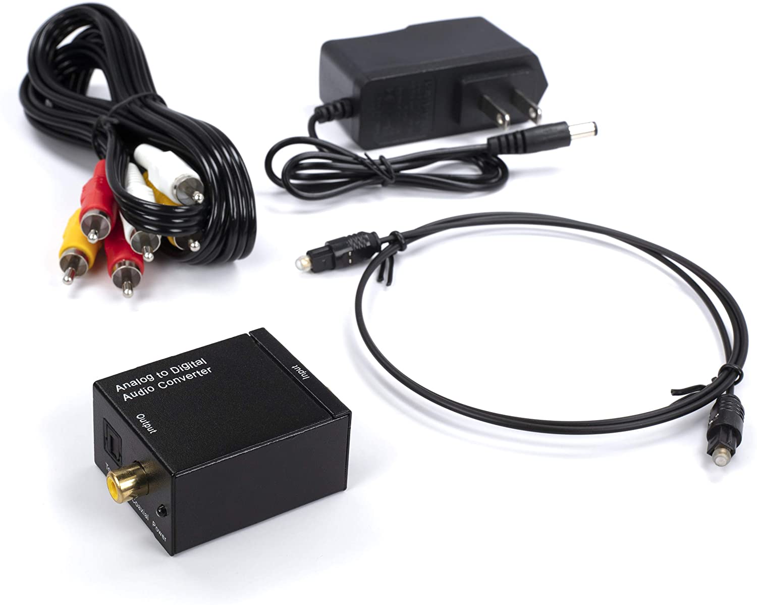 Analog to Digital Audio Converter Kit - Analog Stereo to Digital Optical Converter Adapter with Toslink and RCA Cables