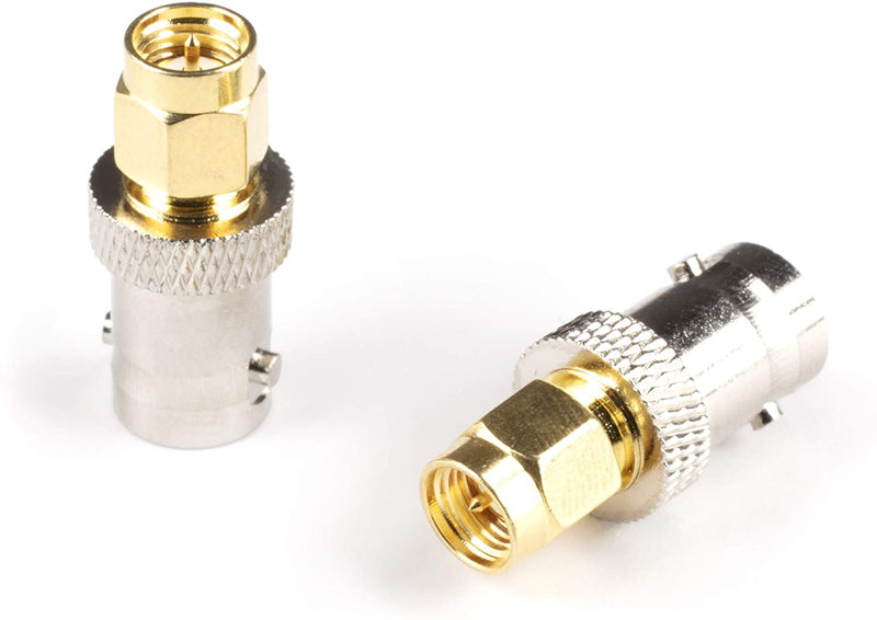 Gold SMA Male to BNC Female Adapter - 10 Pack Coupler - Male to Female Coaxial (RF) Connector, Compatible with RF, SDI, HD-SDI, CCTGV, Camera