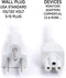 AC Power Cord (3 Prong) - White, 6 Feet (1.8 Meter) - Premium Quality Copper Wire Core - Mouse Style for Laptops, Computers, & Power Supplies - NEMA 5-15P to C5 / IEC 320 - UL Listed