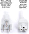AC Power Cord (3 Prong) - White, 3 Feet (0.9 Meter) - Premium Quality Copper Wire Core - Mouse Style for Laptops, Computers, & Power Supplies - NEMA 5-15P to C5 / IEC 320 - UL Listed
