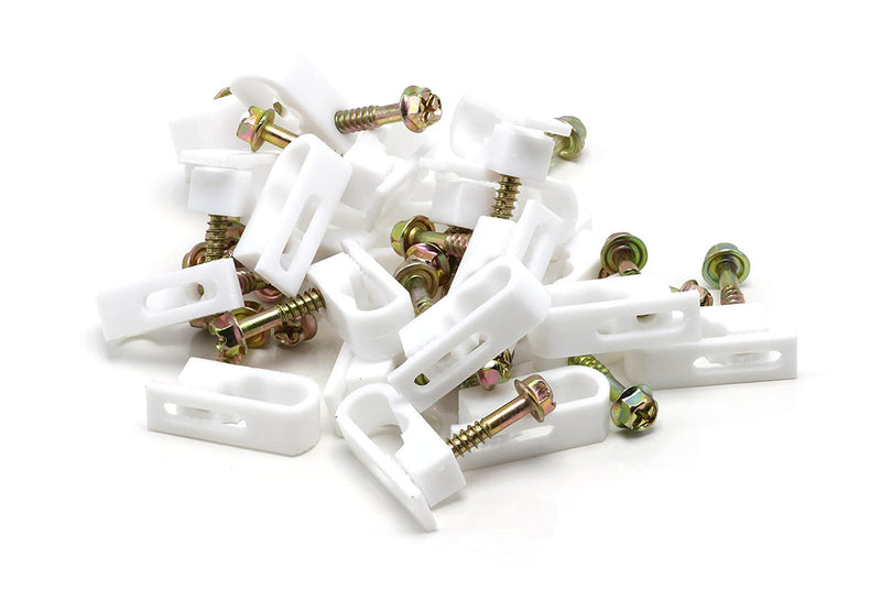 THE CIMPLE CO - Dual, Twin, or Siamese Coaxial Cable Clips, Cat6, Electrical Wire Cable Clip, 1/2 in Screw Clip and Fastener, White (50 pieces per bag)