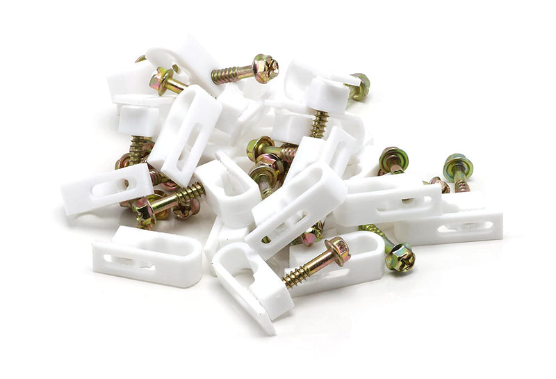 THE CIMPLE CO - Dual, Twin, or Siamese Coaxial Cable Clips, Cat6, Electrical Wire Cable Clip, 1/2 in Screw Clip and Fastener, White (100 pieces per bag)