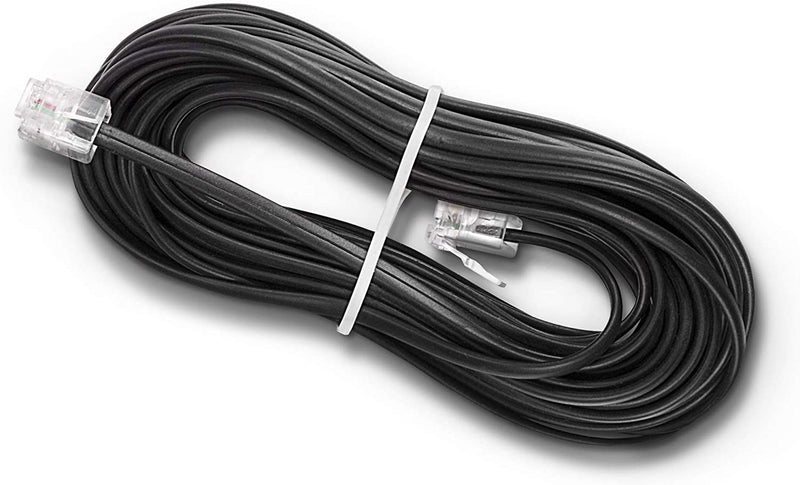 Phone Line Cord 50 Feet - Modular Telephone Extension Cord 50 Feet - 2 Conductor (2 pin, 1 line) cable - Works great with FAX, AIO, and other machines - Black
