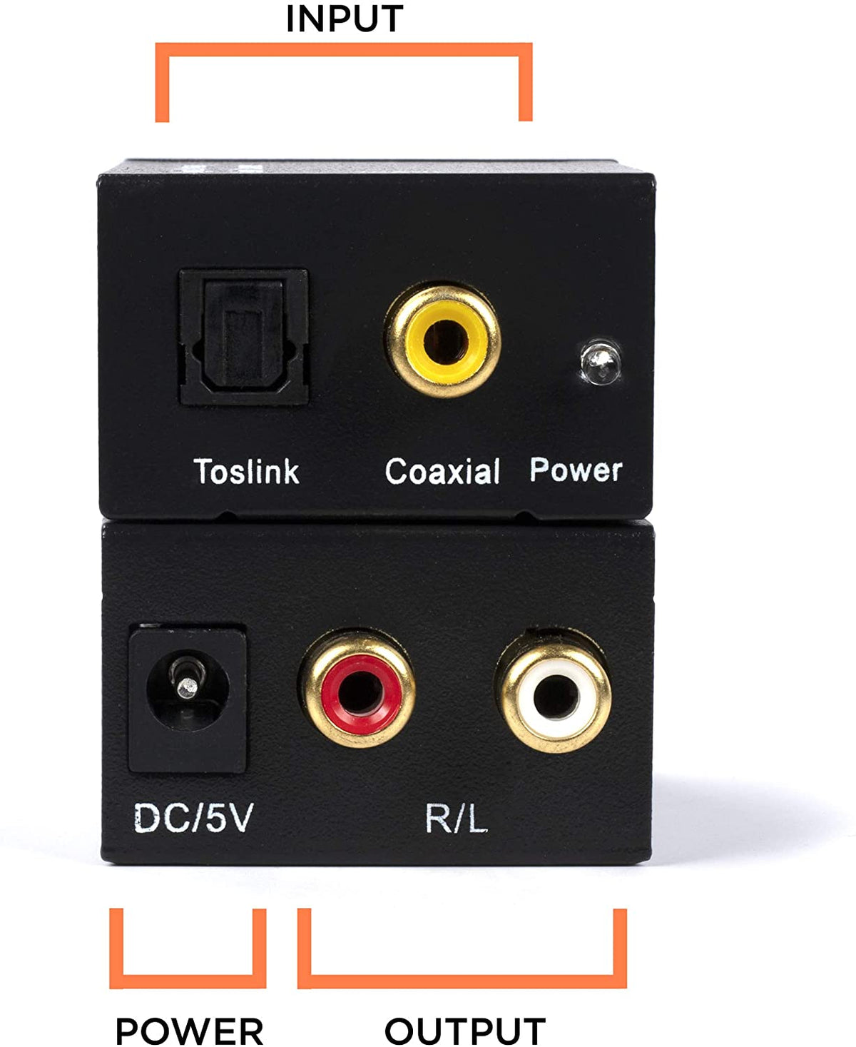 Digital Optical Audio Converter Kit - Digital Optical Coax to Analog RCA Audio Adapter with RCA and Toslink (Fiber) Cable