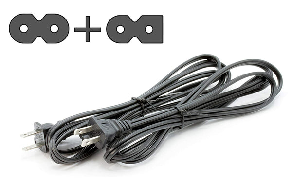 Two Pack of Power Cords - Includes Polarized and Figure 8 - 2 Prong 10ft