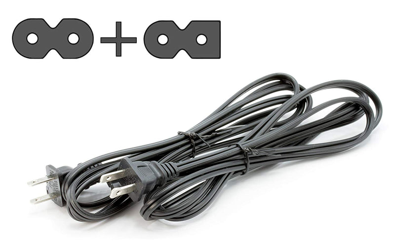 Two Pack of Power Cords - Includes Polarized and Figure 8 - 2 Prong 6ft