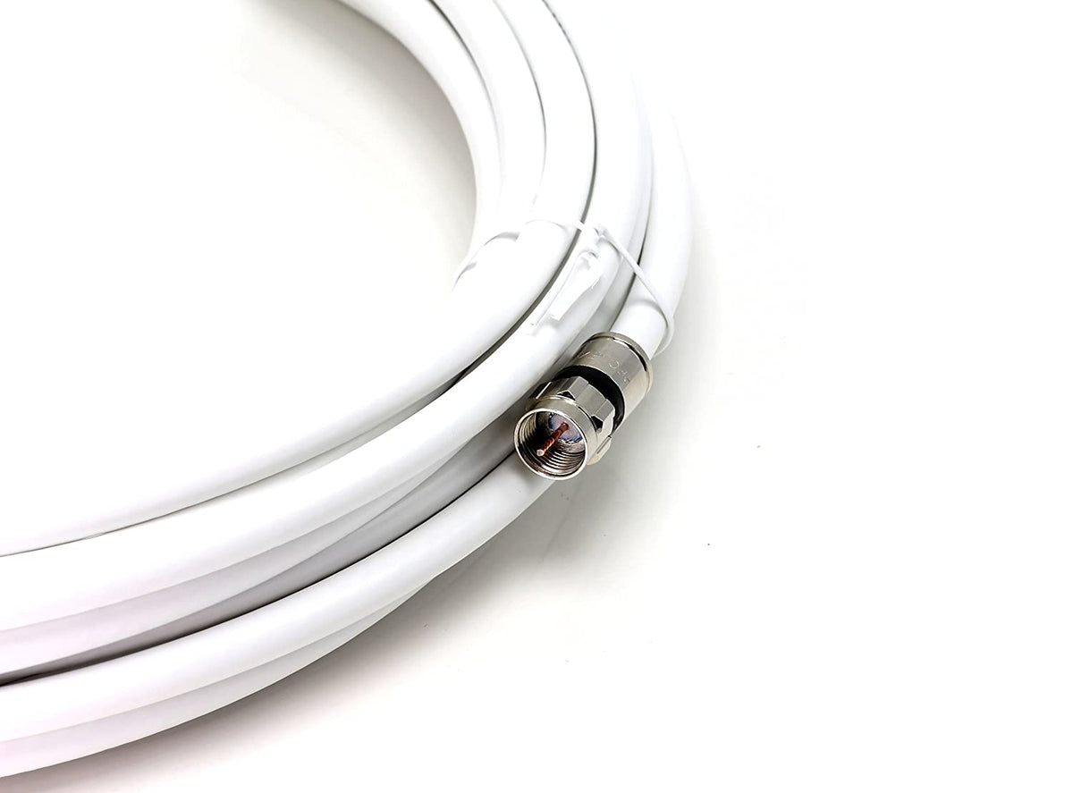 150 Foot White - Solid Copper Coax Cable - RG6 Coaxial Cable with Connectors, F81 / RF, Digital Coax for Audio/Video, Cable TV, Antenna, Internet, & Satellite, 150 Feet (45 Meter)