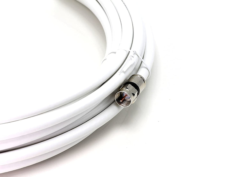 30' Feet, White RG6 Coaxial Cable (Coax Cable) with Weather Proof Connectors, F81 / RF, Digital Coax - AV, Cable TV, Antenna, and Satellite, CL2 Rated, 30 Foot