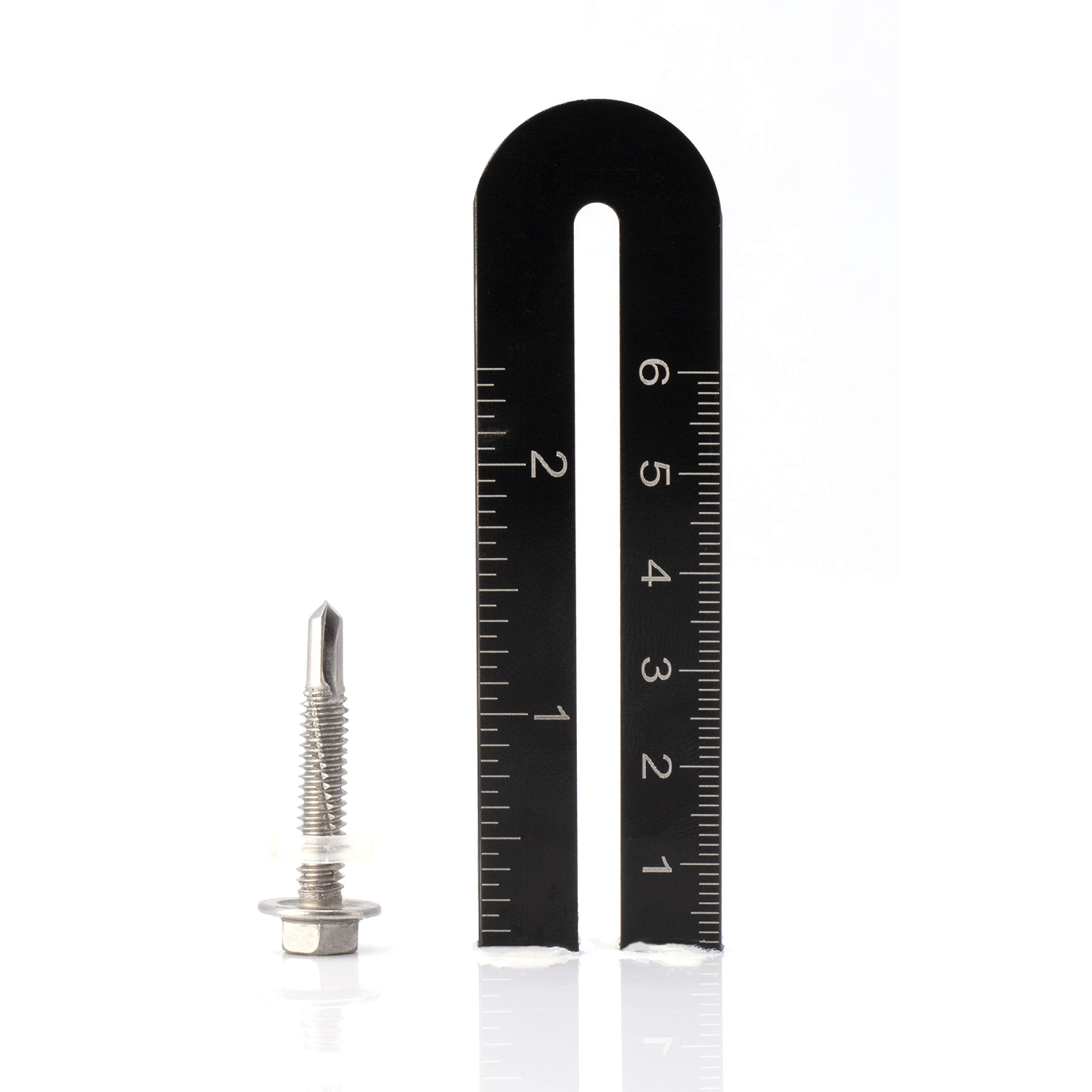 #12 Size, 1 1/4" Length (32mm) - Self Tapping Screw - Self Drilling Screw - 410 Stainless Steel Screws = Exceptional Wear and Very Corrosion Resistant) - Hex Washer Head - 100pcs