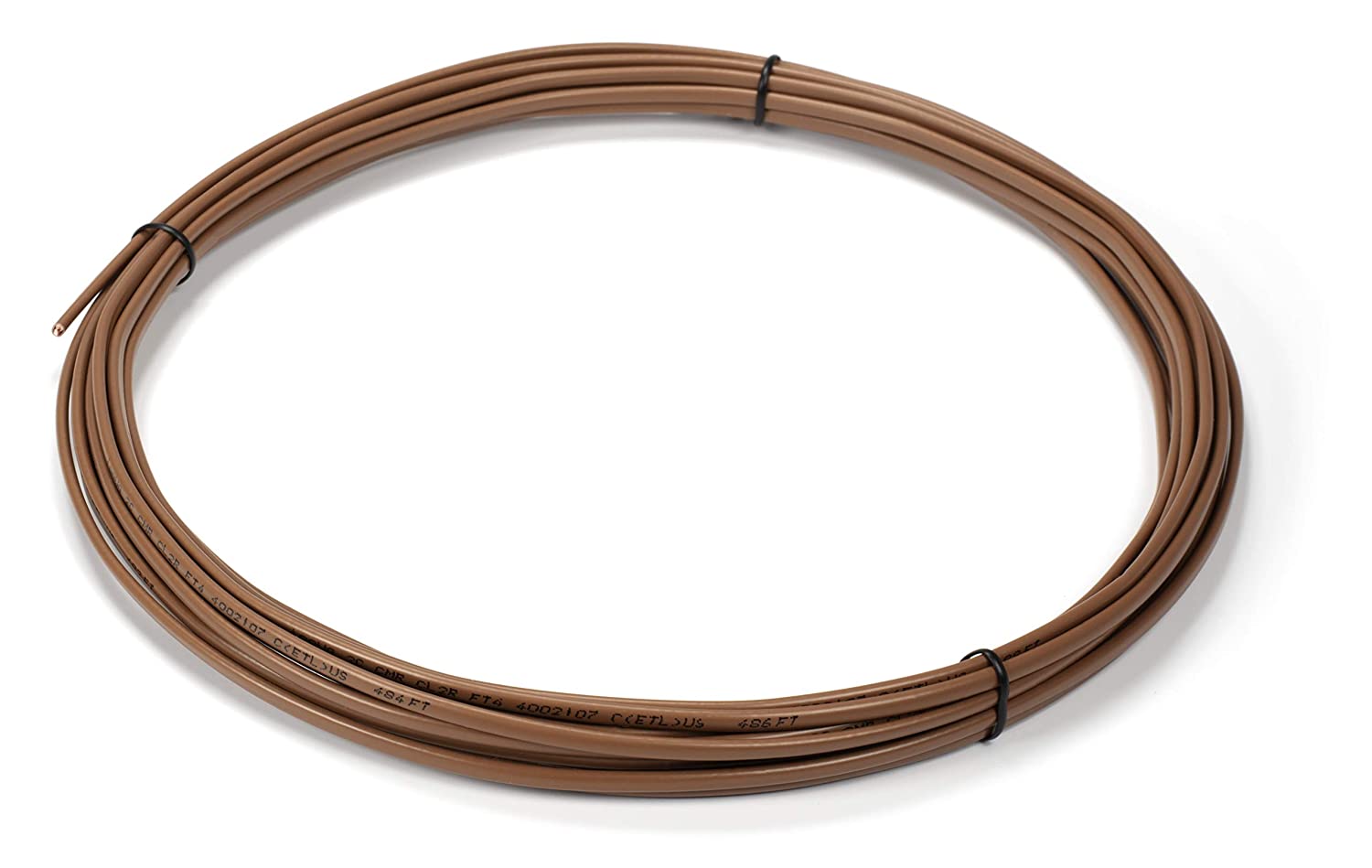 Thermostat Wire 18/5 - Brown - Solid Copper 18 Gauge, 5 Conductor - CL2 (UL Listed) CMR Riser Rated (CL3) - Residential, Commercial and Industrial Rated - 18-5, 75 Feet