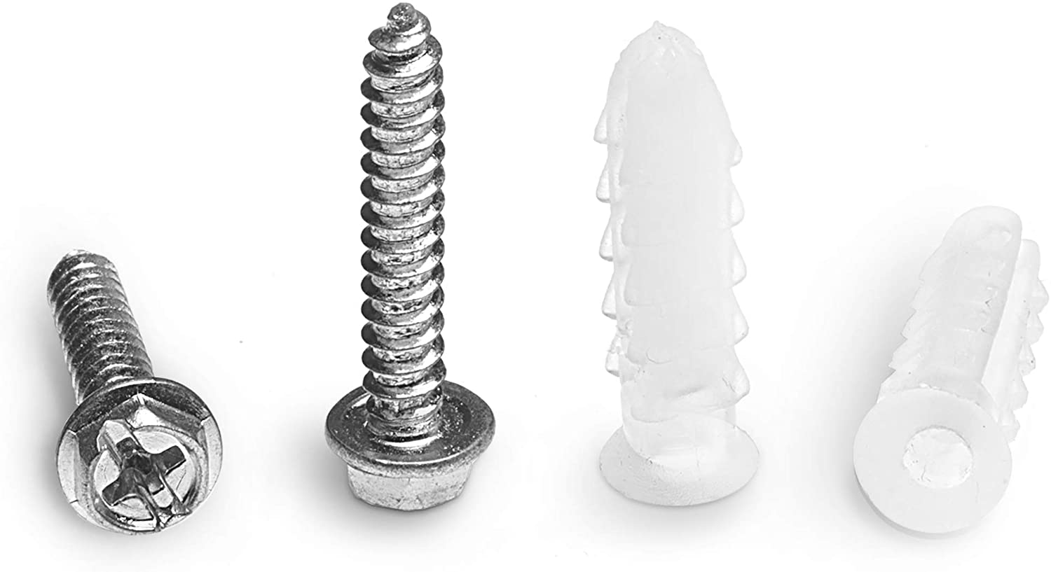 Ribbed Plastic Conical Anchors and Screws - For Concrete, Stucco, Brick, Drywall, and Similar - Kit of 10 Screws, and 10 Anchors