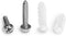 Ribbed Plastic Conical Anchors and Screws - For Concrete, Stucco, Brick, Drywall, and Similar - Kit of 100 Screws, and 100 Anchors