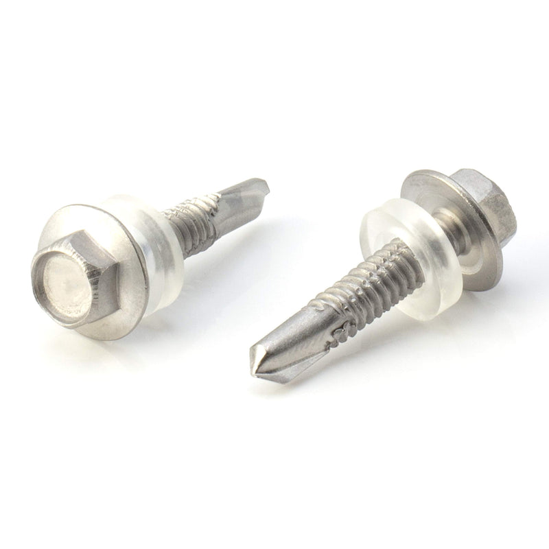 #12 Size, 1" Length (25mm) - Self Tapping Screw - Self Drilling Screw - 410 Stainless Steel Screws = Exceptional Wear and Very Corrosion Resistant) - Hex Washer Head - 100pcs