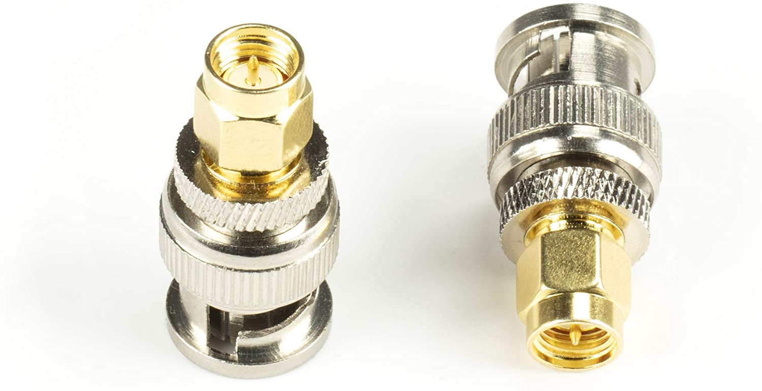 Gold SMA Male to BNC Male Adapter - 1 Pack Coupler - Male to Female Coaxial (RF) Connector, Compatible with RF, SDI, HD-SDI, CCTGV, Camera