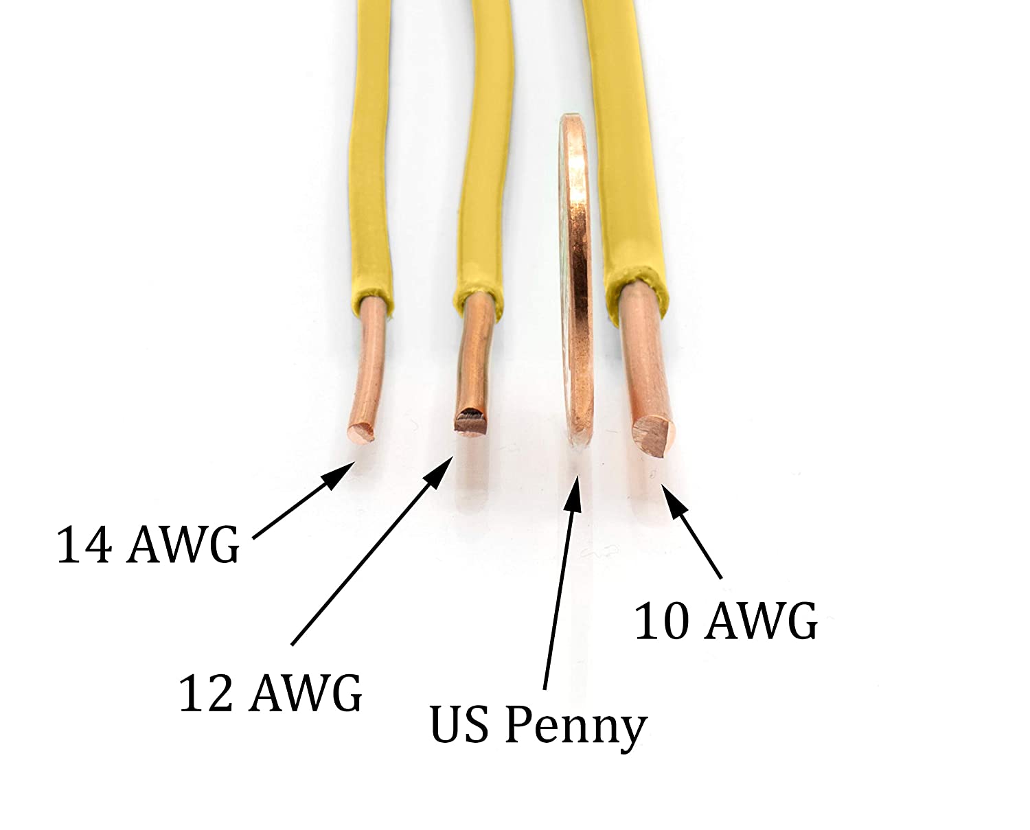 10 Feet (3 Meter) - Insulated Solid Copper THHN / THWN Wire - 12 AWG, Wire is Made in the USA, Residential, Commerical, Industrial, Grounding, Electrical rated for 600 Volts - In Yellow
