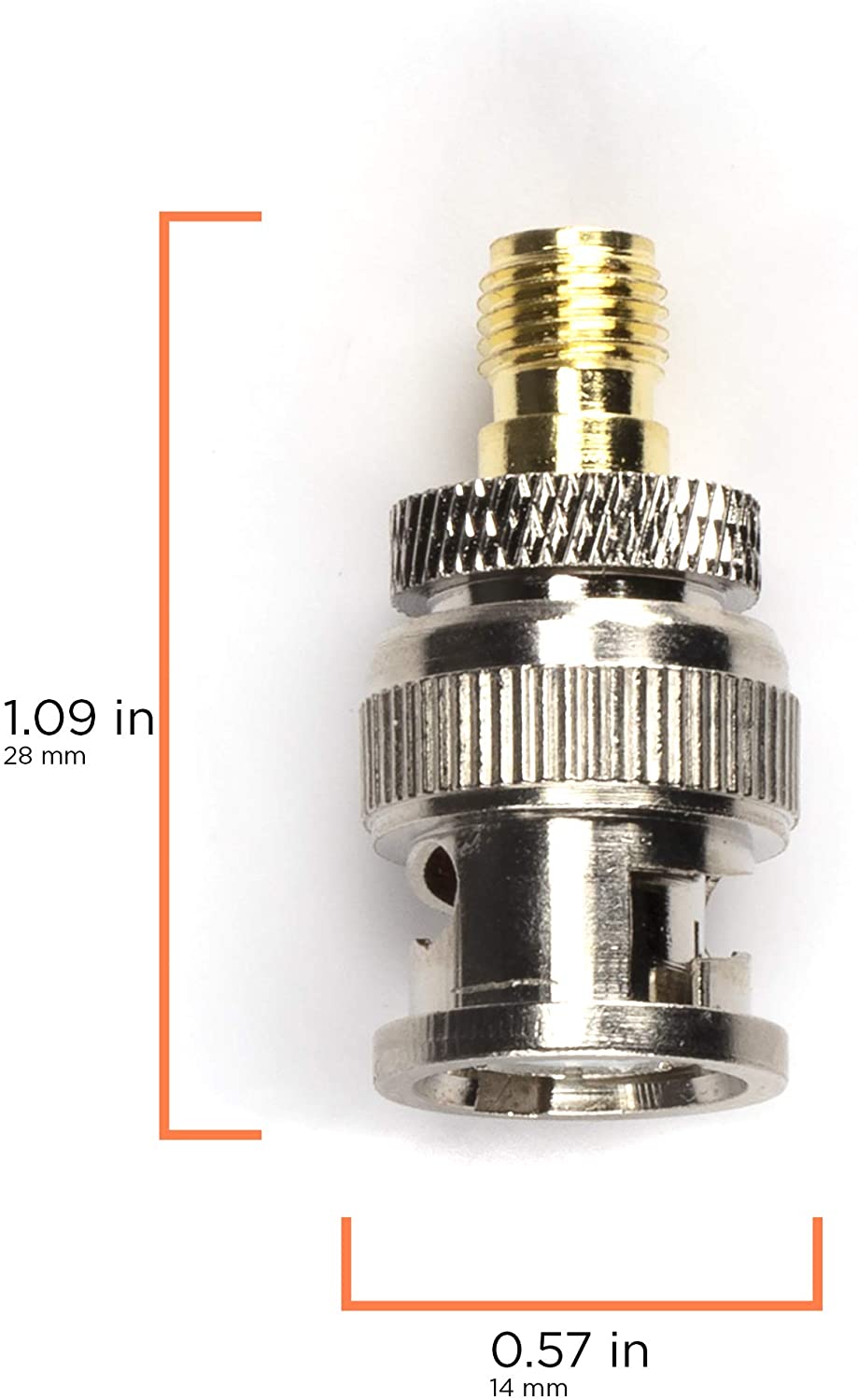 Gold SMA Female to BNC Male Adapter - 25 Pack Coupler - Male to Female Coaxial (RF) Connector, Compatible with RF, SDI, HD-SDI, CCTGV, Camera