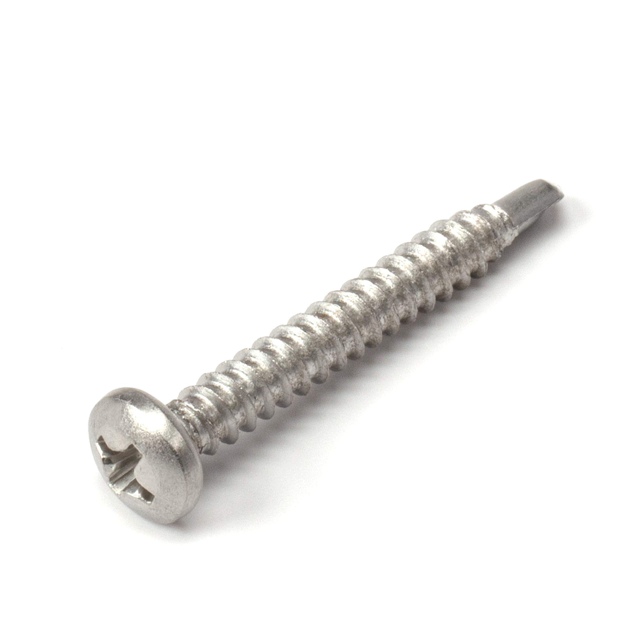 #8 Size, 1 1/4" Length (32mm) - Self Tapping Screw - Self Drilling Screw - 410 Stainless Steel Screws = Exceptional Wear and Very Corrosion Resistant) - Phillips Pan Head - 100pcs