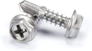 #10 Size, 3/4" Length (19mm) - Self Tapping Screw - Self Drilling Screw - 410 Stainless Steel Screws = Exceptional Wear and Very Corrosion Resistant) - Hex and Phillips Head - 100pcs