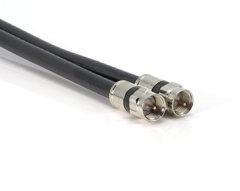 150ft Dual RG6 Coax Twin Coaxial Cable (Siamese Cable) 18AWG Coaxial Cable Satellite, Antenna& CATV Grade with Weather Proof Compression Connectors, Black
