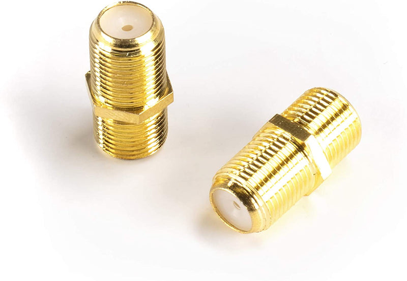Gold Cable Extension Coupler - 50 Pack - Connects Two Coaxial Video Cables, for Coax F81 (female to female) - High Quality 3GHz Satellite, Cable TV, and Cable Internet Rated