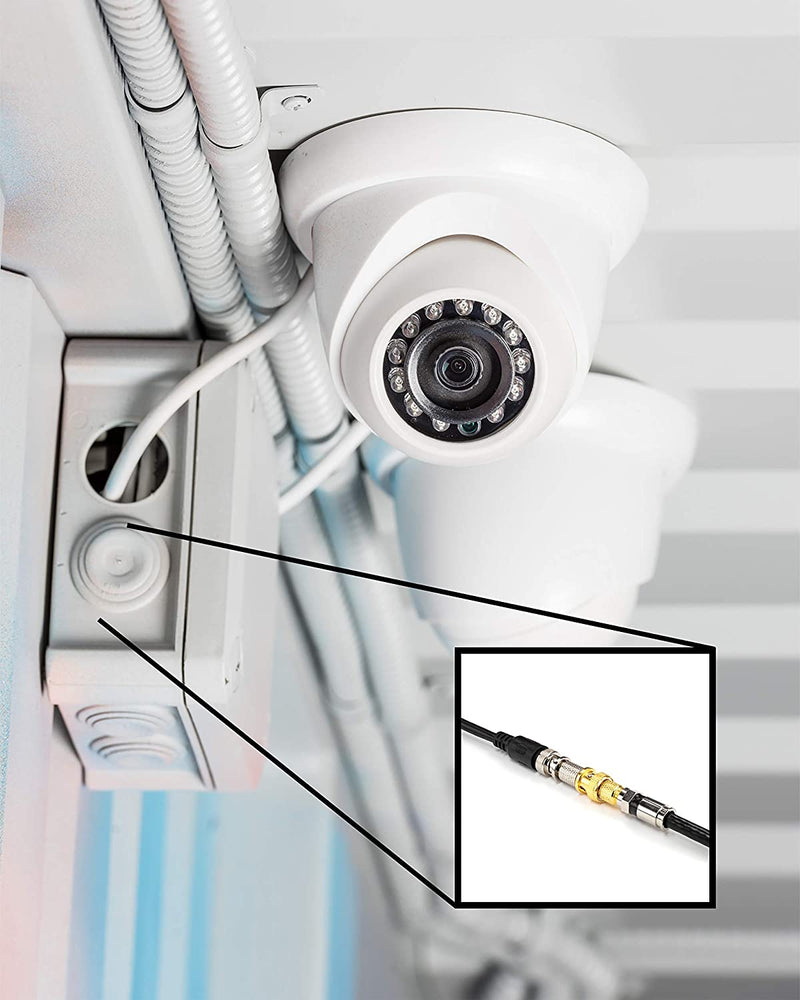 Gold RF (F81) and BNC Coaxial Adapter - 50 Pack - BNC Male to Female F81 (F-Pin) Connector, Adapter, Coupler, and Converter - For RG11, RG6, RG59, RG58, SDI, HD SDI, CCTV