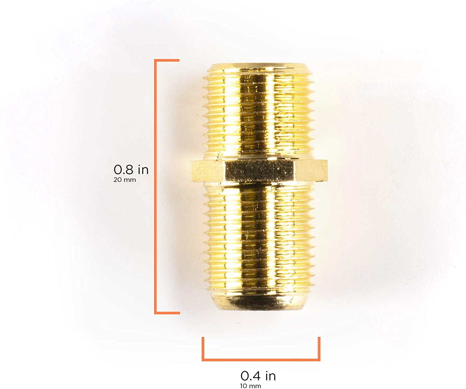 Gold Cable Extension Coupler - 50 Pack - Connects Two Coaxial Video Cables, for Coax F81 (female to female) - High Quality 3GHz Satellite, Cable TV, and Cable Internet Rated
