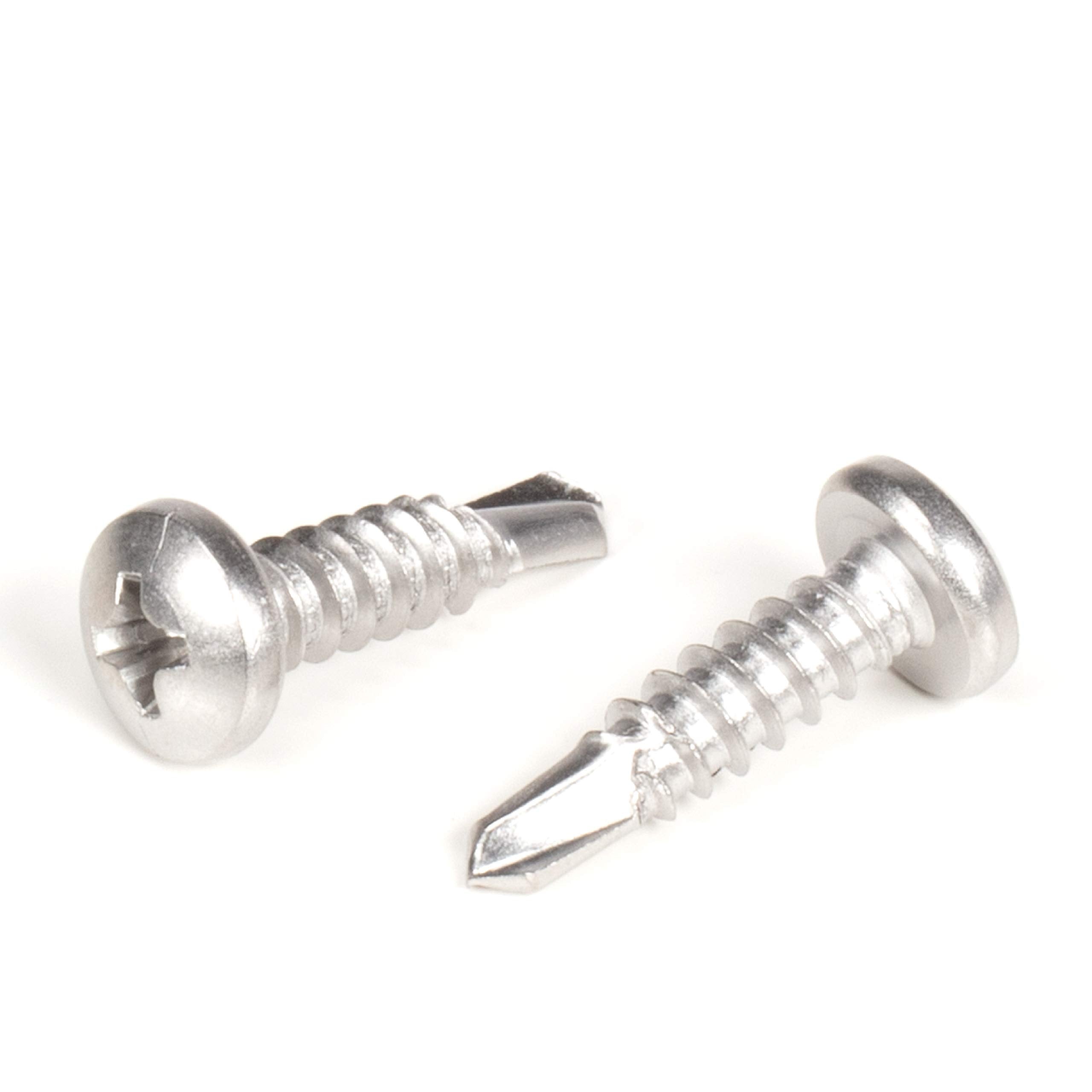 #10 Size, 3/4" Length (19mm) - Self Tapping Screw - Self Drilling Screw - 410 Stainless Steel Screws = Exceptional Wear and Very Corrosion Resistant) - Phillips Pan Head - 100pcs
