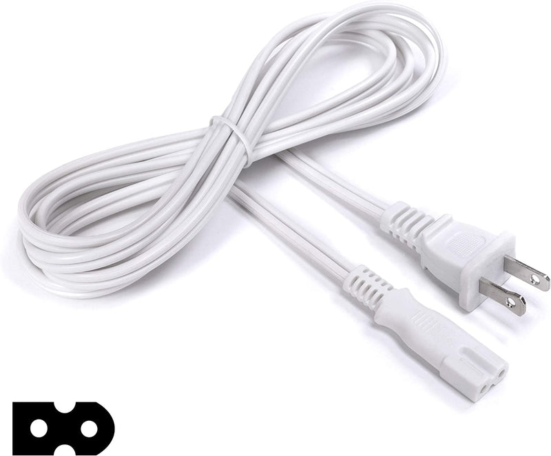 Polarized 2 Prong Power Cord with Copper Wire Core - (Square/Round) for Satellite, CATV, Game Systems, and More -  NEMA 1-15P to C7 C8 / IEC320 - UL Listed - White, 4 Feet (1.2 Meter) Power Cable