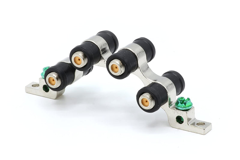 3 GHz High Frequency Ground Block - Quad Port - Weather Seal Boots for Coaxial Cable, Coax F Type approved for  Antenna, Satellite Dish, Cable TV - Four Port Grounding - 10 Pack