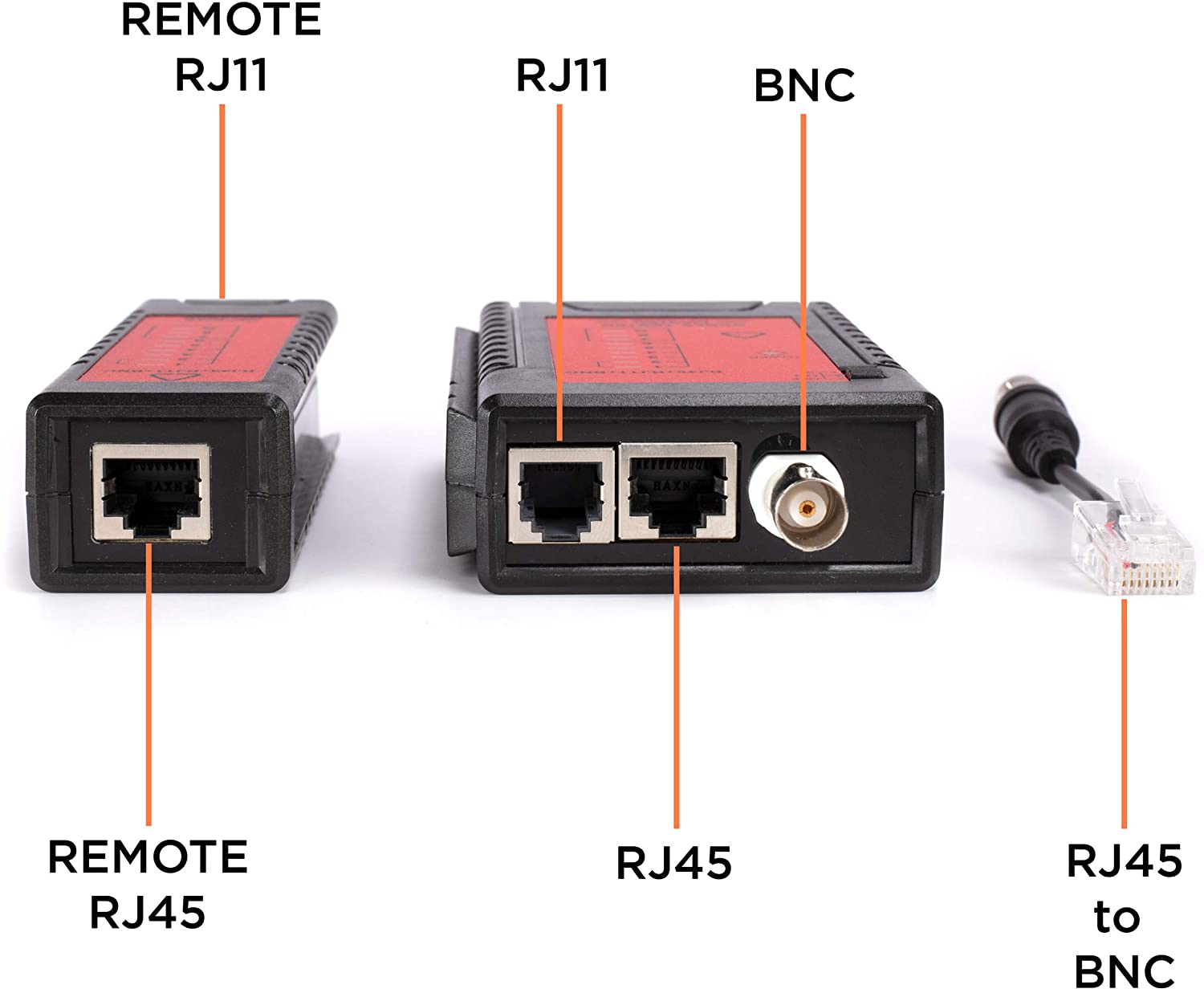 Universal Network Cable Tester Tool, BNC, RJ45, RJ11 (3-in-1) Multi-Tester Black