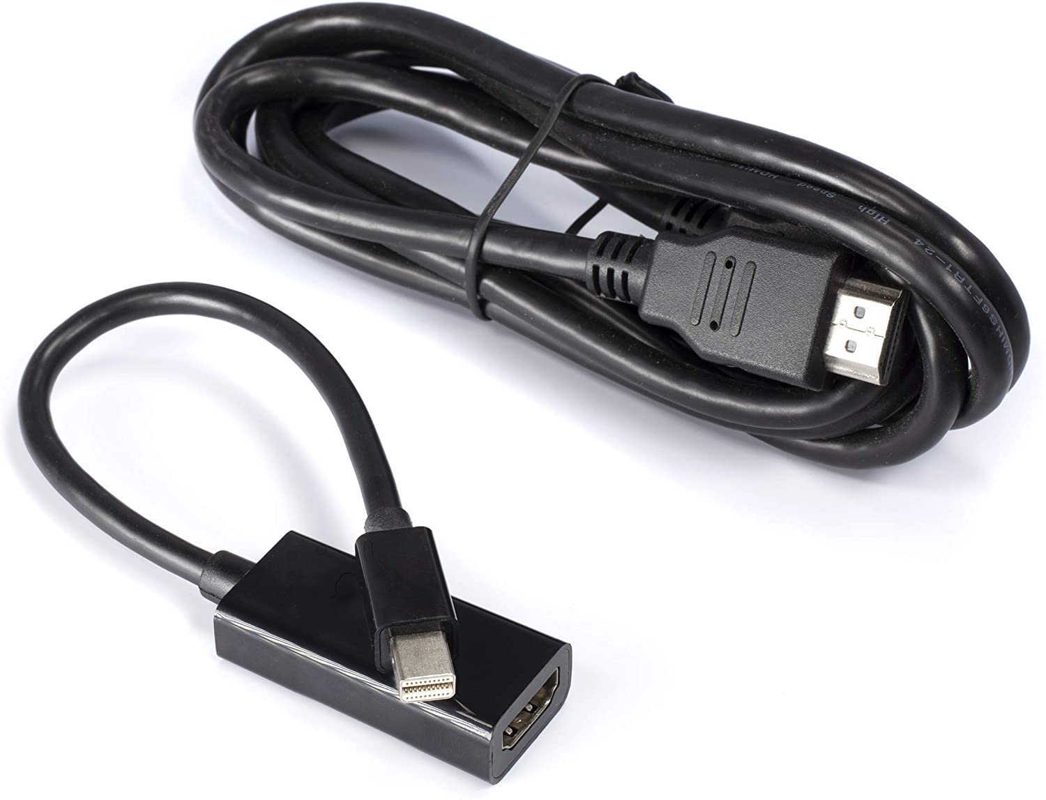 Mini DisplayPort to HDMI Adapter - MiniDP to HDMI - Thunderbolt / MiniDP to HDMI Cable Adapter - Black - with HDMI