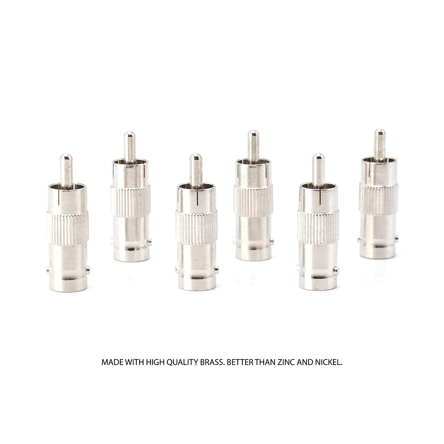 RCA and BNC Coaxial Adapter - BNC Female to RCA Male Connector, Adapter, Coupler, and Converter - For RG11, RG6, RG59, RG58, SDI, HD SDI, CCTV - 10 Pack