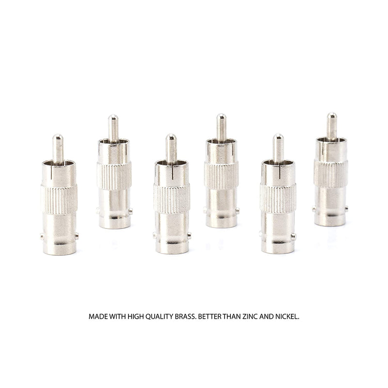 RCA and BNC Coaxial Adapter - BNC Female to RCA Male Connector, Adapter, Coupler, and Converter - For RG11, RG6, RG59, RG58, SDI, HD SDI, CCTV - 10 Pack