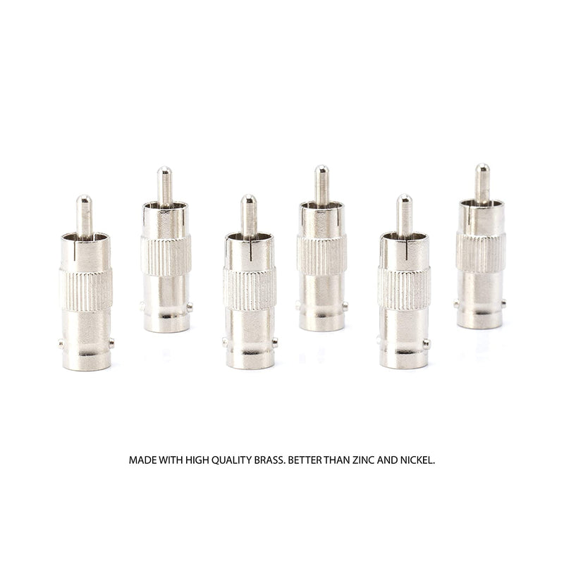 RCA and BNC Coaxial Adapter - BNC Female to RCA Male Connector, Adapter, Coupler, and Converter - For RG11, RG6, RG59, RG58, SDI, HD SDI, CCTV - 100 Pack