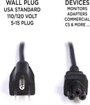 AC Power Cord (3 Prong) - Black, 25 Feet (7.5 Meter) - Premium Quality Copper Wire Core - Mouse Style for Laptops, Computers, & Power Supplies - NEMA 5-15P to C5 / IEC 320 - UL Listed