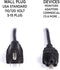 AC Power Cord (3 Prong) - Black, 3 Feet (0.9 Meter) - Premium Quality Copper Wire Core - Mouse Style for Laptops, Computers, & Power Supplies - NEMA 5-15P to C5 / IEC 320 - UL Listed