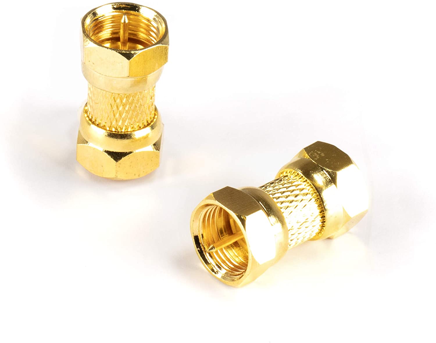 Gold Cable Extension Coupler for Coaxial Cables - 10 Pack - F81 (male to male) High Quality 3GHz Satellite, Cable TV, and Cable Internet Rated