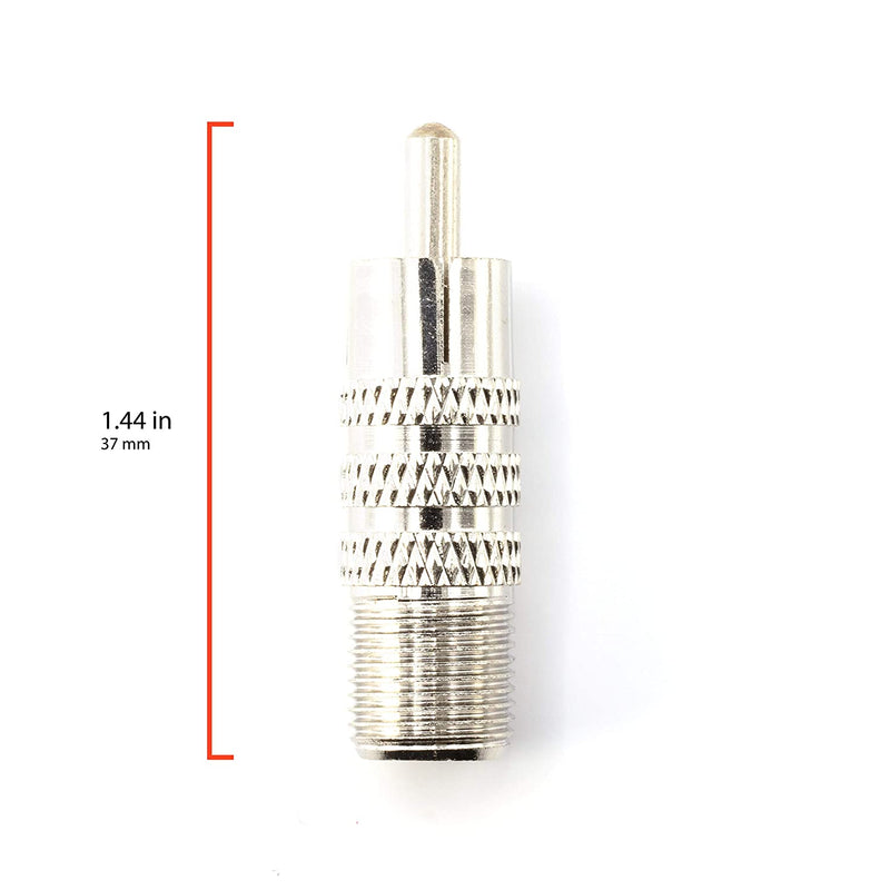 RF (F81) and RCA Coaxial Adapter - RCA Male to Female F81 (F-Pin) Connector, Adapter, Coupler, and Converter - For RG11, RG6, RG59, RG58, SDI, HD SDI, CCTV - 100 Pack
