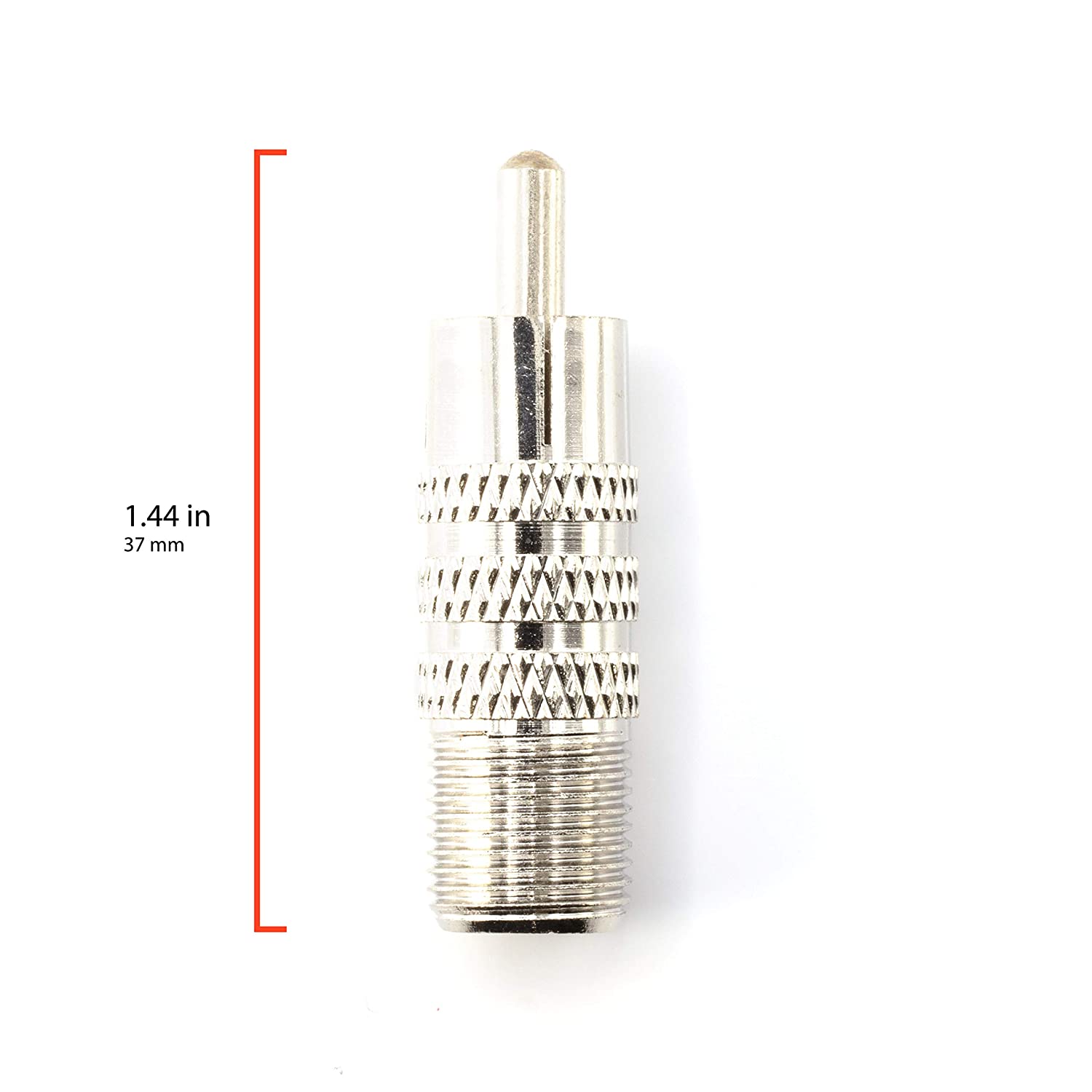RF (F81) and RCA Coaxial Adapter - RCA Male to Female F81 (F-Pin) Connector, Adapter, Coupler, and Converter - For RG11, RG6, RG59, RG58, SDI, HD SDI, CCTV - 10 Pack