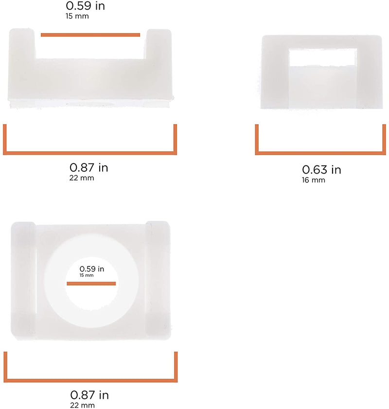 Cable Tie Base Saddle Mount Wire Holder Organizer - Zip Tie Mounting Block - Wire Bundle Tie Mount for Zip Ties White - 10 Pack