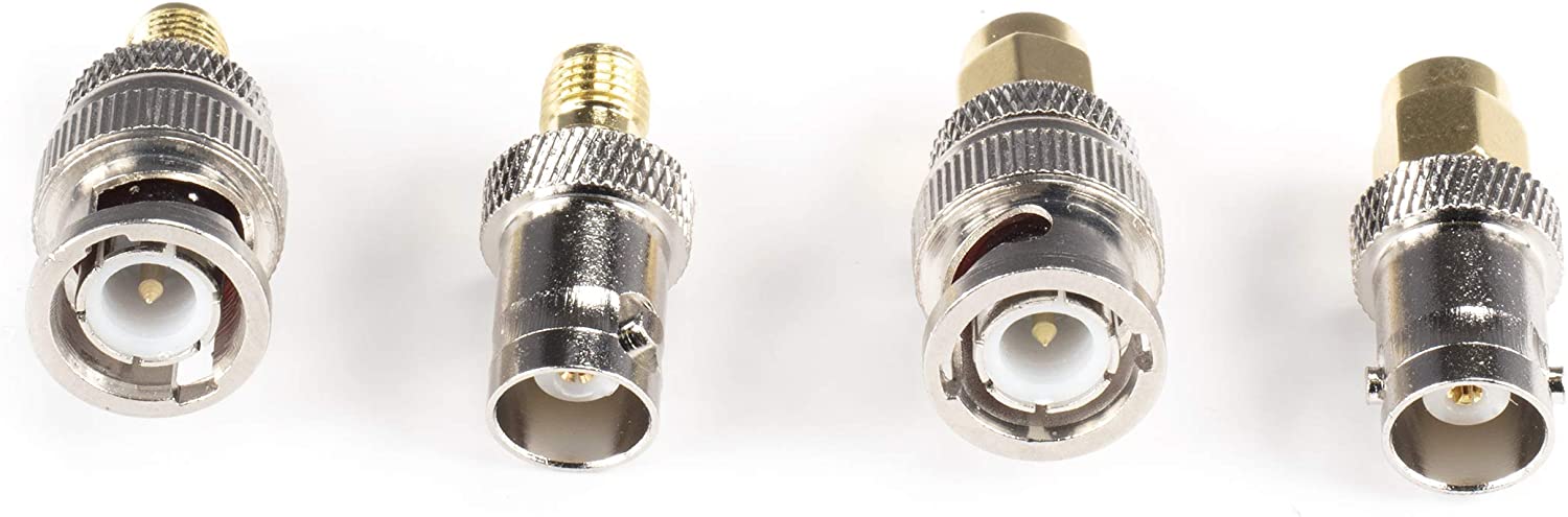 Gold SMA Female and Male Adapters - 4 Pack Couplers, 1 Each Connector, Male to Female Coaxial (RF) Connector, Compatible with RF, SDI, HD-SDI, CCTGV, Camera