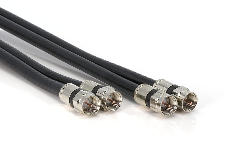 25ft Dual RG6 Coax Twin Coaxial Cable (Siamese Cable) 18AWG Coaxial Cable Satellite, Antenna, & CATV Grade with Weather Proof Compression Connectors, Black