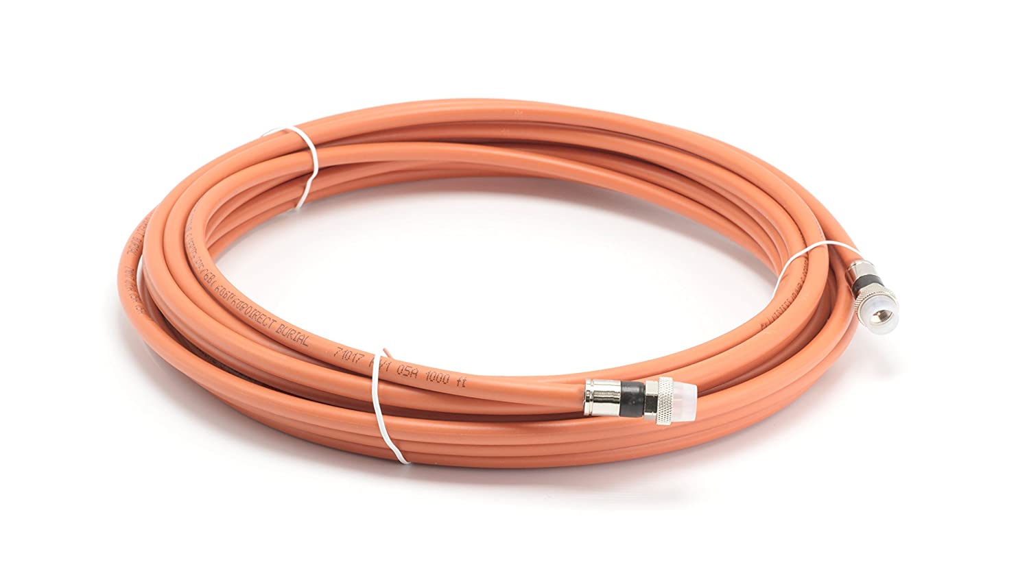 1 Foot (0.3 Meter) - Direct Burial Coaxial Cable 75 Ohm RF RG6 Coax Cable, with Rubber Boots - Outdoor Connectors - Orange - Solid Copper Core - Designed Waterproof and can Be Buried