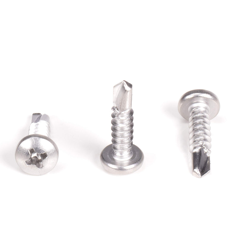 #10 Size, 3/4" Length (19mm) - Self Tapping Screw - Self Drilling Screw - 410 Stainless Steel Screws = Exceptional Wear and Very Corrosion Resistant) - Phillips Pan Head - 100pcs