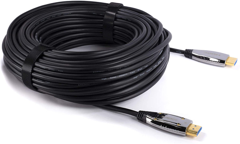 50 Feet, 4K Fiber Optic HDMI Cable, Ultra High Speed Fiber Optic 18Gbps 4K @ 60Hz, 4:4:4 HDR, HDCP, ARC, 3D and More - Hybrid HDMI with Gold Connectors