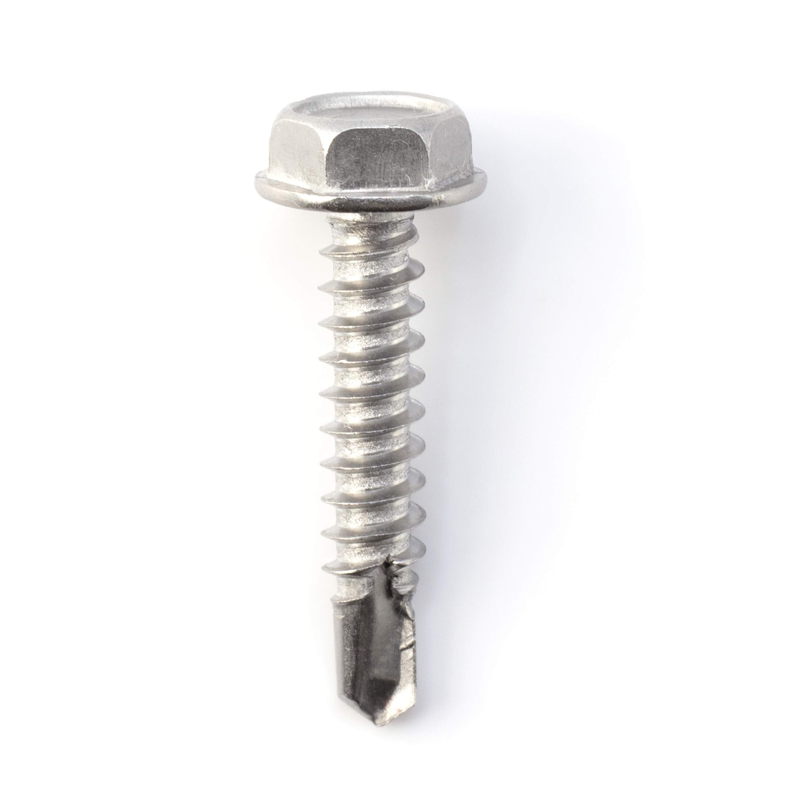#10 Size, 1" Length (25mm) - Self Tapping Screw - Self Drilling Screw - 410 Stainless Steel Screws = Exceptional Wear and Very Corrosion Resistant) - Hex Washer Head - 100pcs
